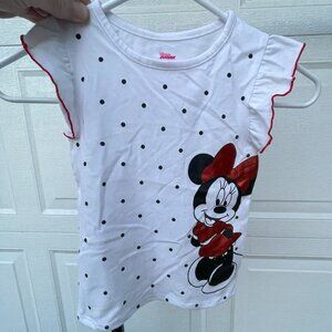 Disney Junior Minnie T-Shirt, White with Black & Red Minnie, Size 5T